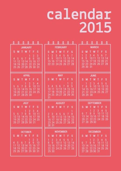 2015 Red Calendar Vector Template – Free to Download