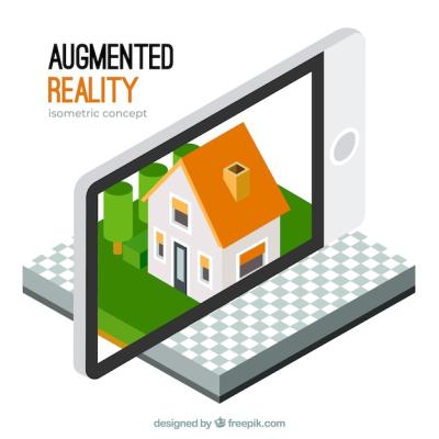 Augmented Reality Background in Isometric Style for Free Download