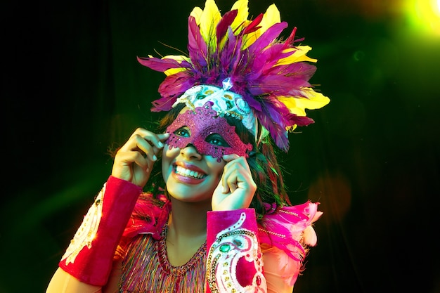 Young Woman in Carnival Mask and Stylish Masquerade Costume – Free Stock Photo for Download