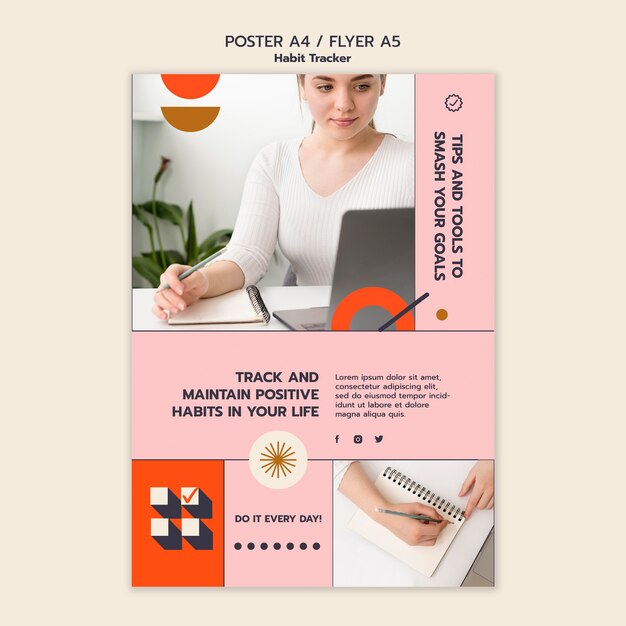 Minimal Habit Tracker Poster Template – Download Free Stock Photo