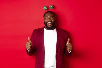 Merry Christmas – Celebrating New Year with a Happy African American Man | Free to Download