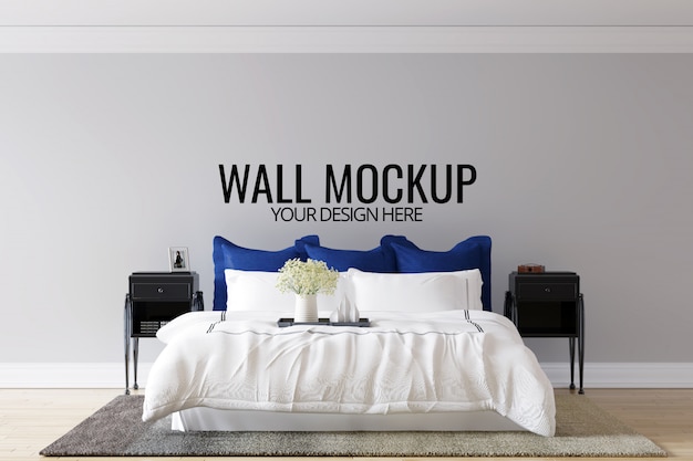 Interior Bedroom Wall Background Mock Up – Free to Download