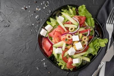 Delicious Top View Salad on a Plate – Free Download