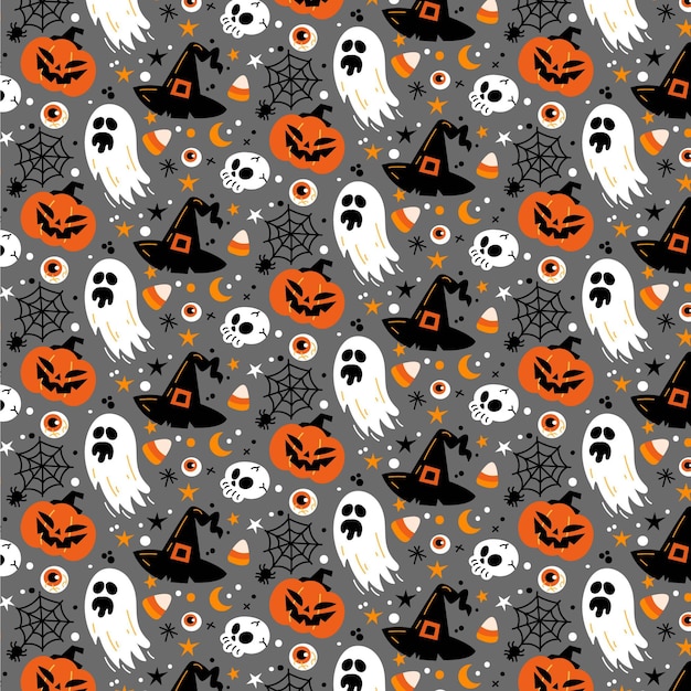 Spooky Flat Halloween Pattern Design – Free Download