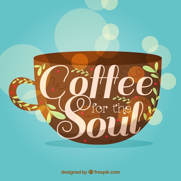 Coffee Cup Silhouette Background with Lettering – Free Download