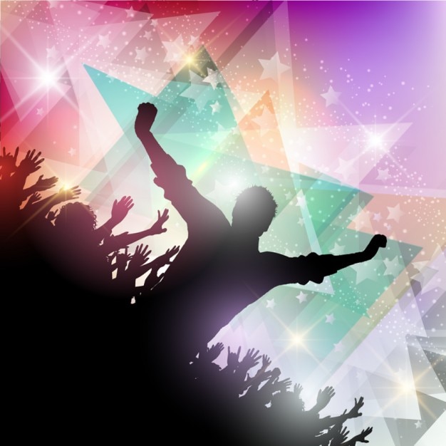 Shiny Crowd Silhouettes Background – Free Download