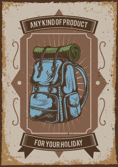 Camping Backpack Illustration for Poster Design – Free Download