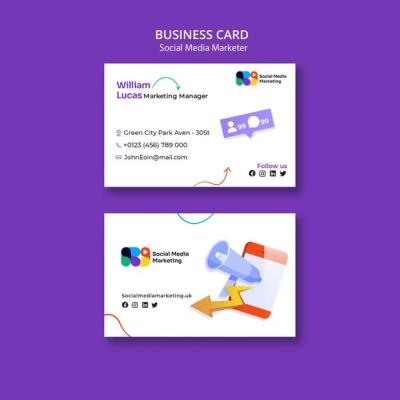 Flat Design Social Media Business Card Template – Free Download