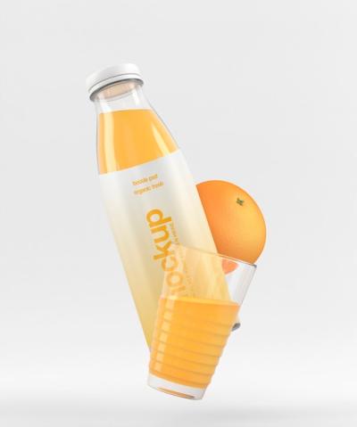 Fruit Juice Clear Glass Bottle Mock-Up Design – Download Free Stock Photo