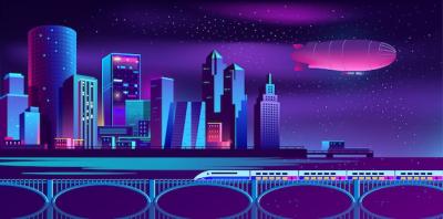 Night City Background with Neon Lights – Free to Download