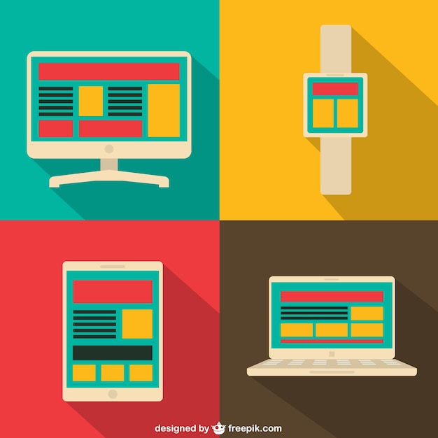 Digital Screens in Flat Design – Free Download