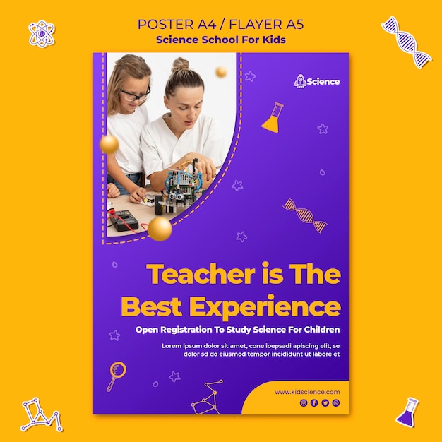 Vertical Flyer Template for Children’s Science School – Free Download