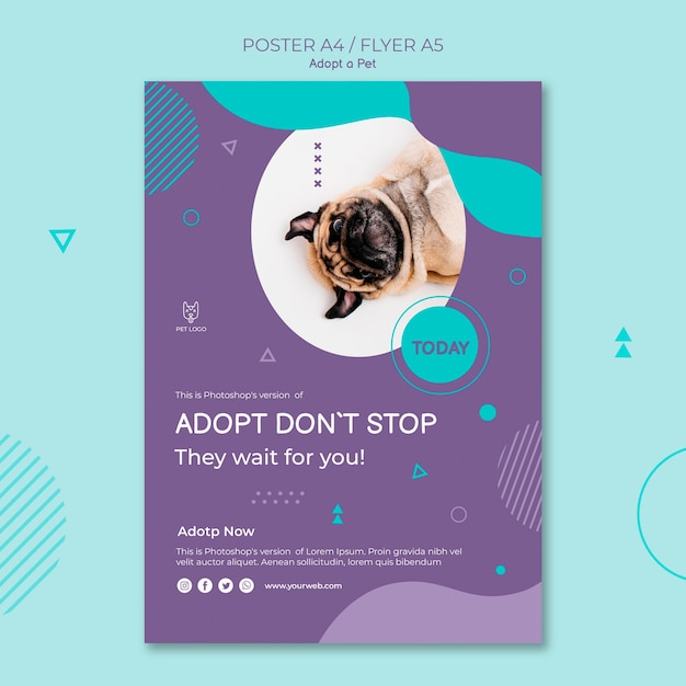 Adopt a Pet Concept Square Poster Design – Free Download