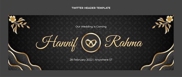 Realistic Luxury Golden Wedding Twitter Header â Free Download