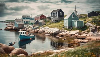 Tranquil Fishing Village on Idyllic Coastline – Free Stock Photo for Download