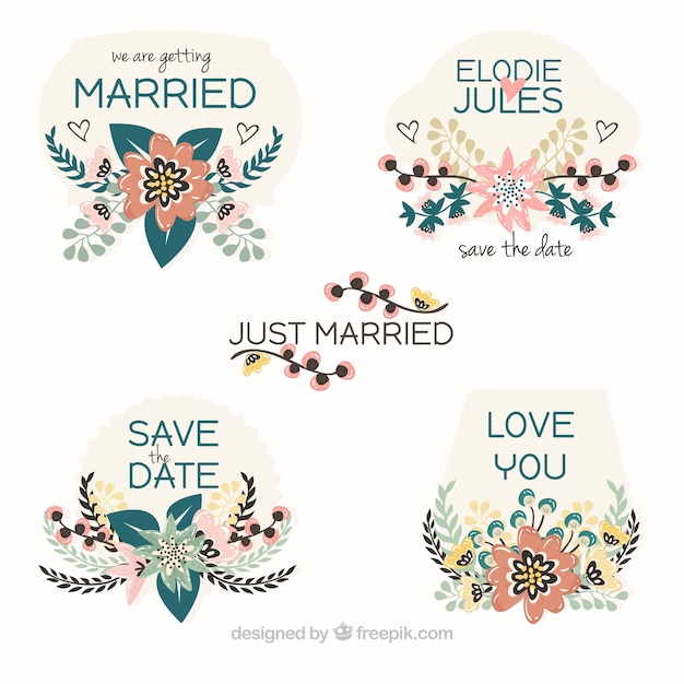 Just Married Floral Tags – Free Download