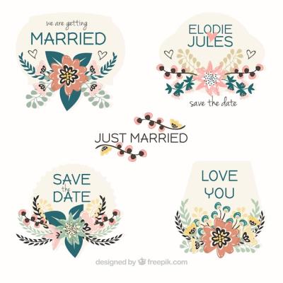 Just Married Floral Tags – Free Download