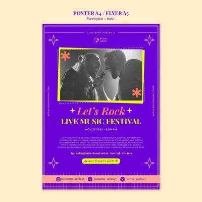 Flat Design Music Festival Template – Free Download