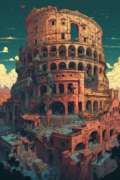 A Stunning Painting of the Colosseum in Rome – Free Download