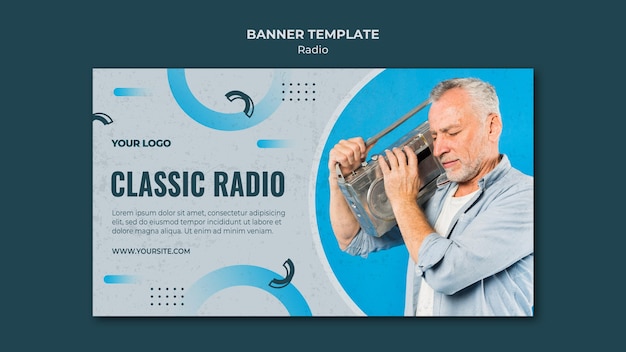 Horizontal Banner Template for Radio Transmission – Free Download