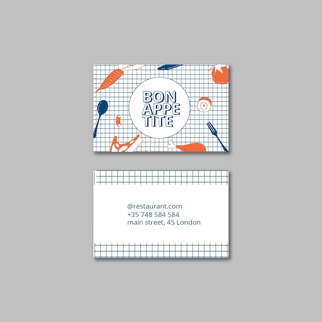 Bon Appetit Restaurant Horizontal Business Card Template – Free Download