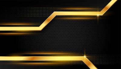 Luxurious Golden Lines on Black Background Design – Free Download