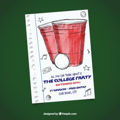 Hand Drawn Glasses College Party Poster – Free Download