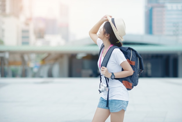 Beautiful Girl Walking on a City Street in Thailand – Free to Download