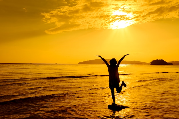 Relax Woman Jumping in the Sea on the Beach – Free Stock Photo, Download for Free