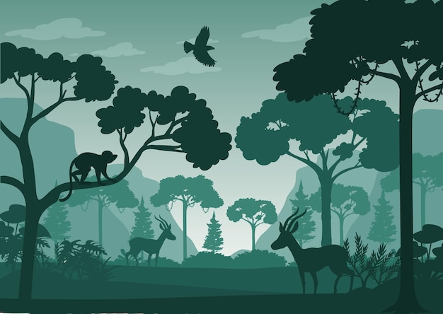 Silhouette Forest Landscape Background – Free Download