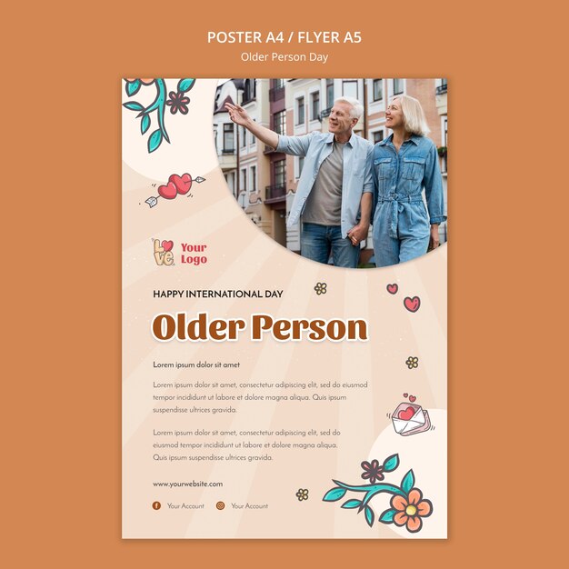 Flyer Template for Older People Assistance and Care – Free Download