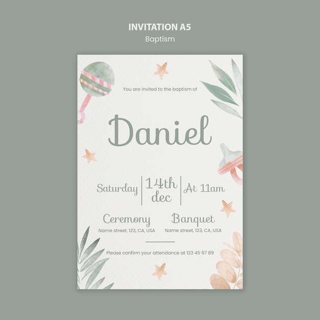 Baptism Invitation Template Design – Free Download