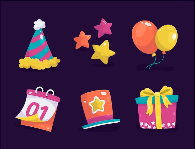 Flat Design New Year Party Elements | Free Stock Photo for Download