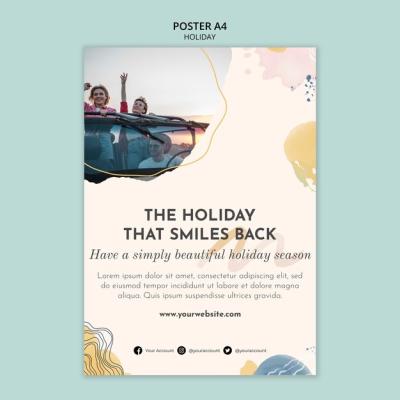 Watercolor Holiday Poster Template Design – Free Download