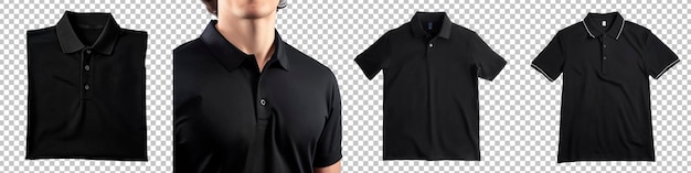 Slimfit Polo in Black with Hidden Button Placket – Free Stock Photo for Download