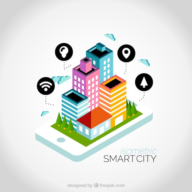 Isometric Colorful City with Icons – Free Stock Photo, Download for Free