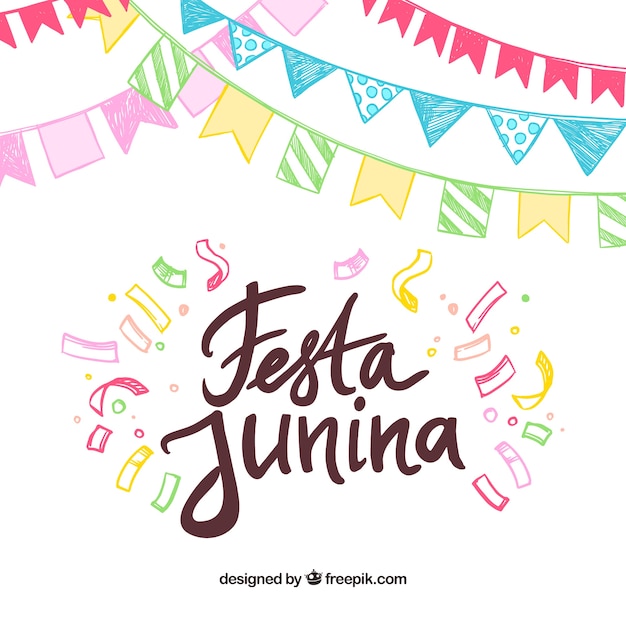 Colorful Hand Drawn Festa Junina Background – Free Download