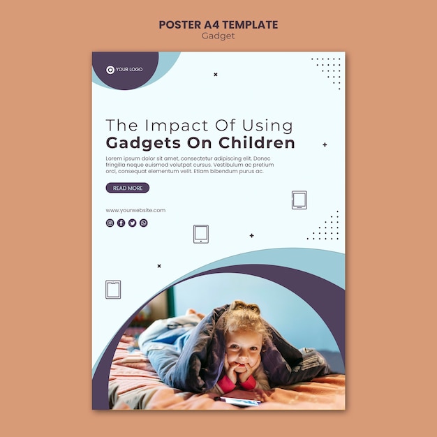 Gadget Impact on Kids Poster Template – Free to Download