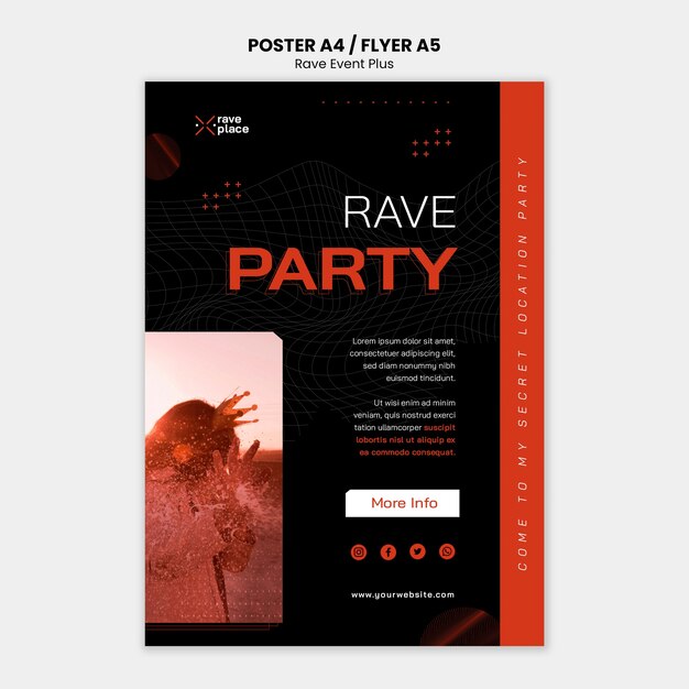 Rave Event Poster Template – Free to Download