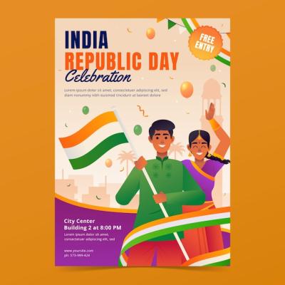 Gradient Vertical Poster Template for Indian Republic Day Holiday – Free Download