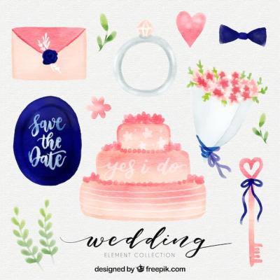 Watercolor Wedding Elements – Free Stock Photo, Download for Free