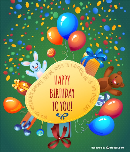 Happy Birthday Cartoon Card Design – Free Download