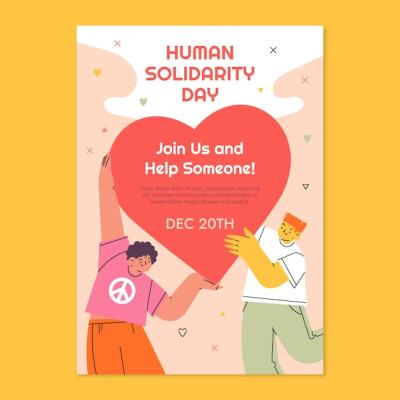 Vertical Poster Template for International Human Solidarity Day – Free Download