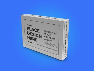 Cardboard A4 Paper Box Mockup Template PSD for Free Download