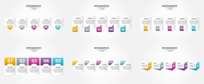 5 Steps Infographics Flat Design Set for Advertising and Brochure Use – Free Download