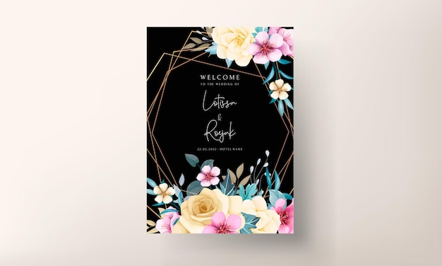 Elegant Hand Drawing Wedding Invitation Floral Design – Free Download