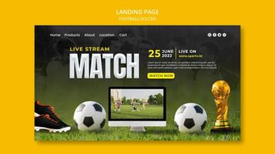 Realistic Football Landing Page Template Design – Free Download