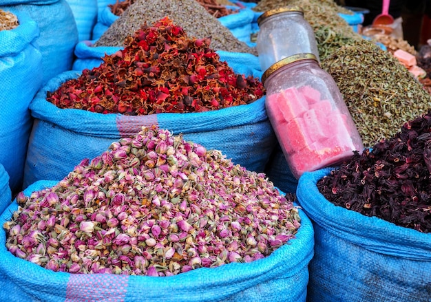 Piles of Dried Rose and Other Flowers as Natural Fragrances in Moroccan Souk – Free Stock Photo for Download