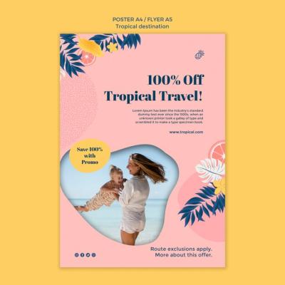 Tropical Destination Poster Template Design – Free Download