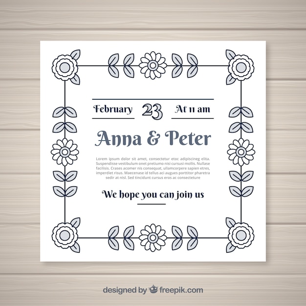 Simple Wedding Invitation in Flat Design – Free Download